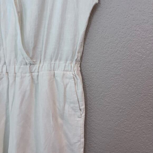 A&F Abercrombie and Fitch Short Sleeve Linen Blend Jumpsuit Butter Yellow Large - Picture 8 of 9